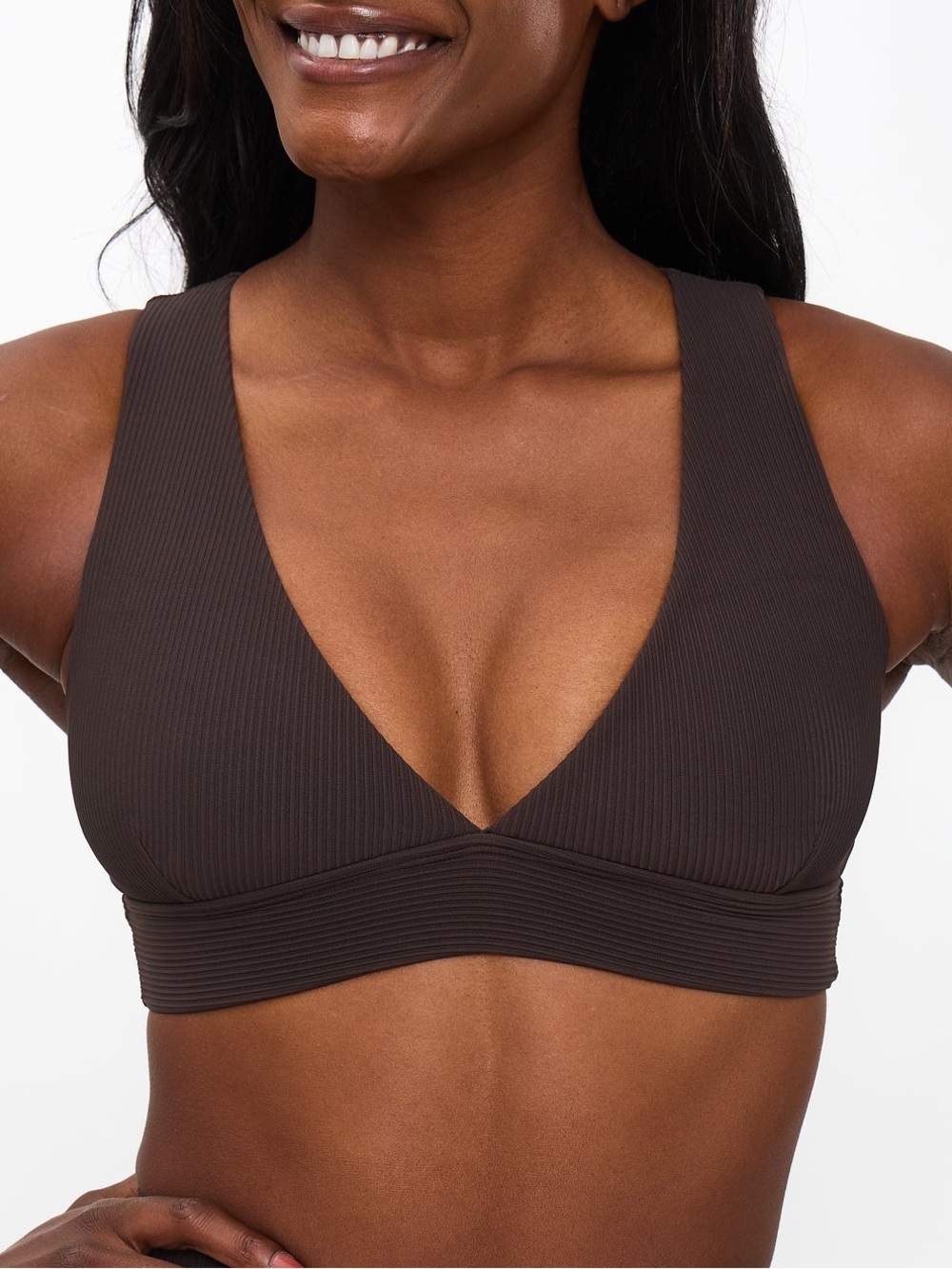 Buffbunny Ribbed Deep V Tank Cold Brew S NWT Sports-Bra Athleisure Gym J71